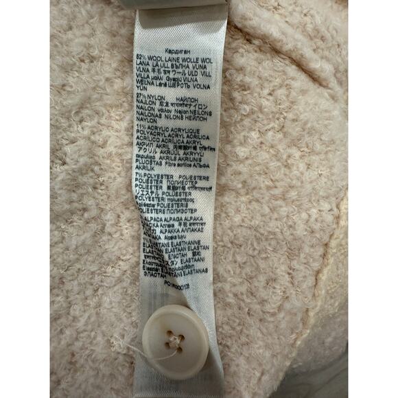 7 For All Mankind Boucle Wool Cardigan Sweater Beige Textured Knit NWT Medium - Picture 9 of 14
